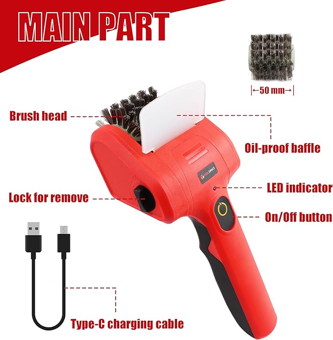 TOOLSPACE 2 in 1 Cordless Electric Grill Brush, Safe & Efficient Cleaning Scrub Brush with 2PCS 360° Rotating Cleaner Brush Heads, Electric Scrub Brushes for BBQ Grill Bathroom and Kitchen