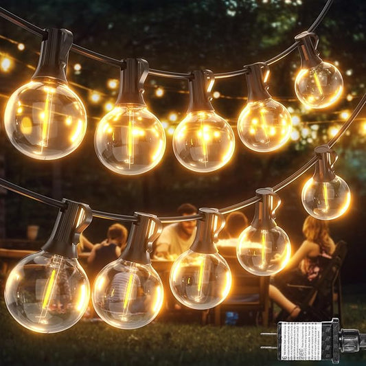Outdoor String Lights 100ft LED Hanging Globe Patio Lights with G40 Shatterproof Bulbs(34+3 Bulbs), Waterproof Connectable Hanging Light for Indoor Outdoor Decor Garden Camping Backyard Porch