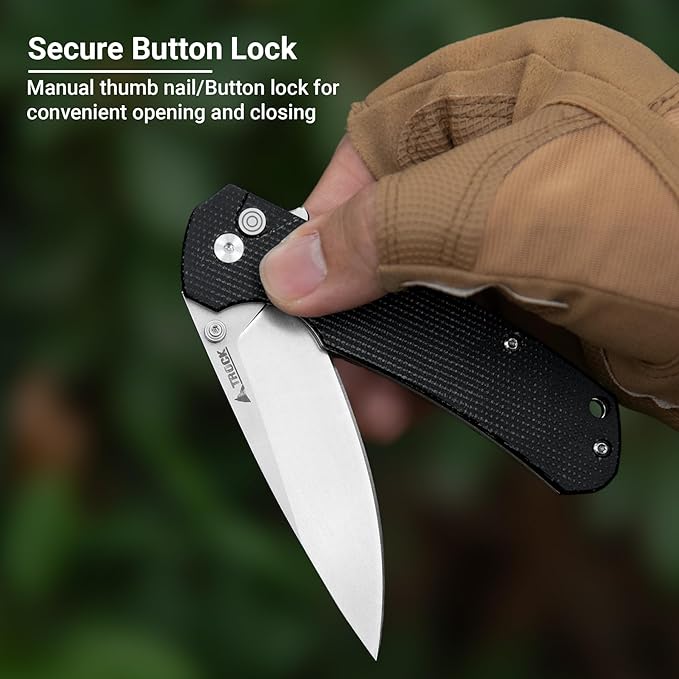 Pocket Knife for EDC, 3.54” D2 Blade Micarta Handle Flipper Folding Knife for Men Women with Thumb Stud & Deep Clip for Utility Daily Carry Camping Hiking Fishing