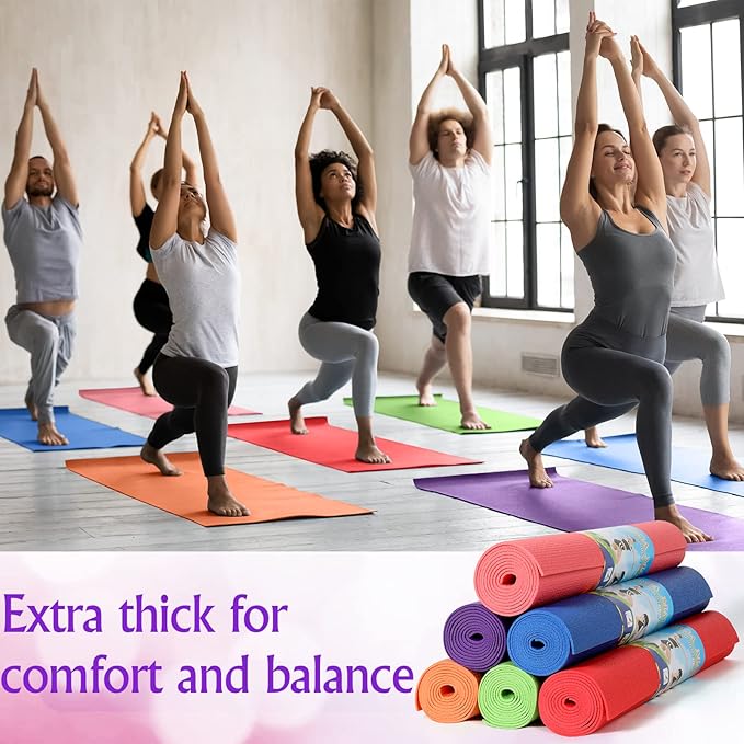 Amylove 12 Pieces Yoga Mats Bulk 68x24x0.12 Inch Exercise Non Slip Fitness Workout Mats for Women Men Home Workout Gym Yoga