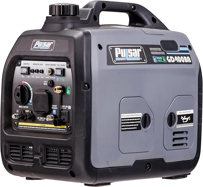 Pulsar Products GD400BN, 4000W Portable super-quiet Dual Fuel & Parallel Capability, RV-Ready, CARB Compliant