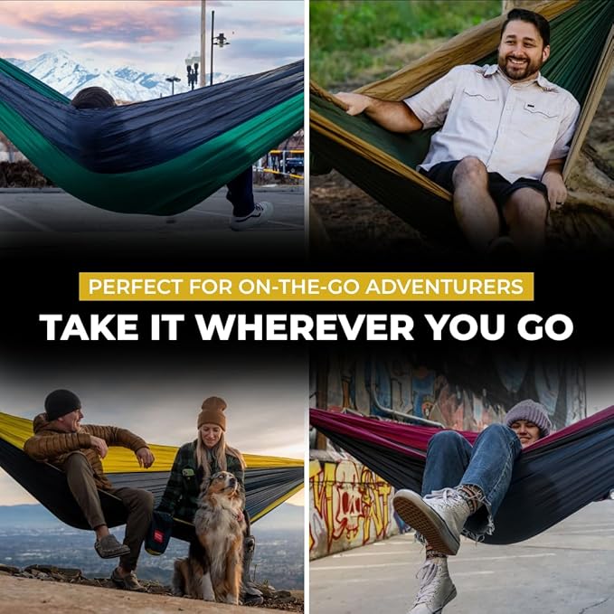 Grand Trunk Double Deluxe Parachute Nylon Hammock - 500lb Capacity Camping Hammock, 10.5x6.5ft, Lightweight & Durable (Heritage)