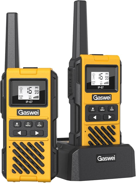G1pro IP67 Waterproof FRS Heavy Duty Long Range Walkie Talkies for Adults, vibrate Rechargeable 2 watt Emergency Two Way Radios, 22 Channel Walky Talky with Li-ion Battery, VOX ，USB-C (2pack)