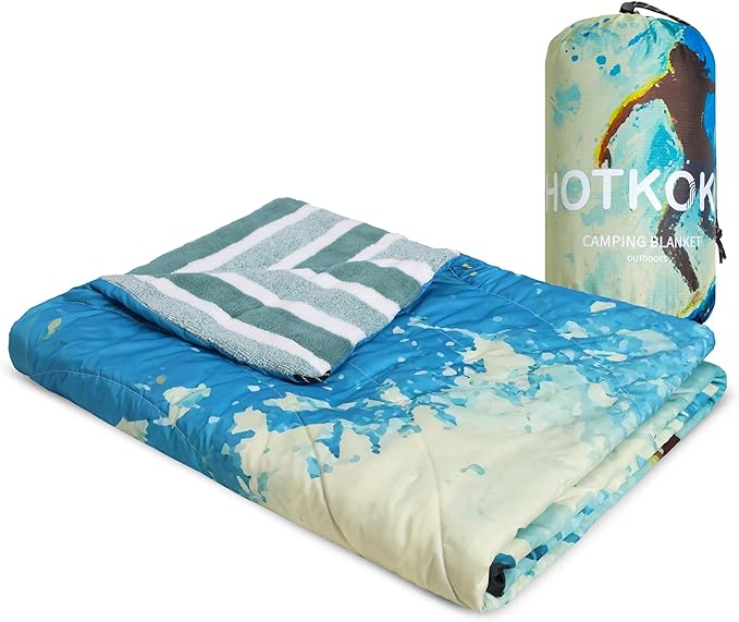 Hooded Outdoor Blanket, Camping Blanket Waterproof,Windproof Portable Warm for Stadium,Sports,Picnic,Car,Pets,56x75in