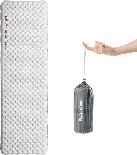 Naturehike Ultralight Insulated Sleeping Pad with R5.8, 3.2in Thickened Patchworkable Inflatable Double Sleeping Mat for Camping, Hiking, Climbing with Inflatable Bag