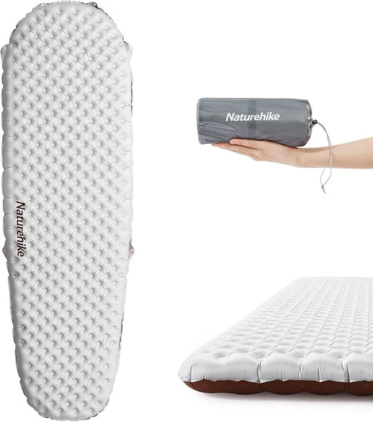 Naturehike Ultralight Insulated Sleeping Pad with R5.8, 3.2in Thickened Patchworkable Inflatable Double Sleeping Mat for Camping, Hiking, Climbing with Inflatable Bag
