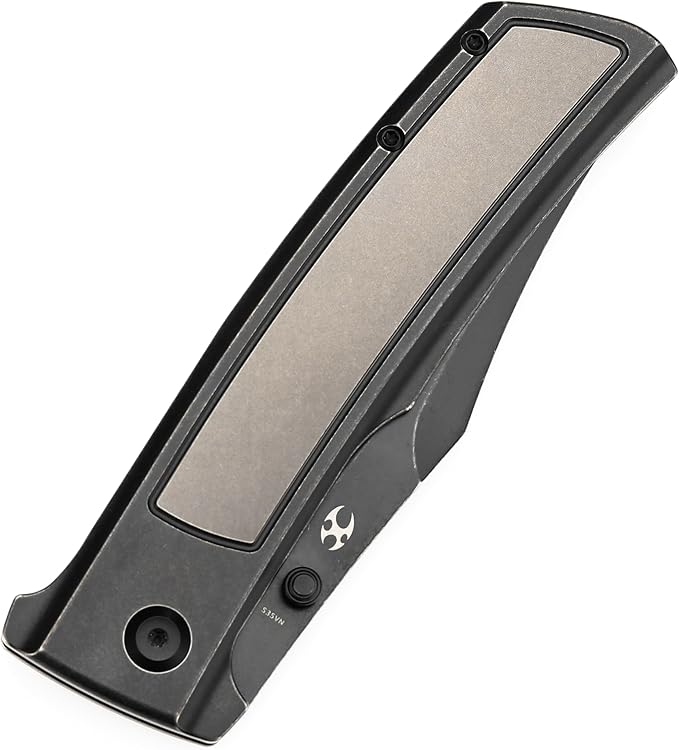 KANSEPT Bison Pocket Folding Knife, 4.25'' Blackwash CPM S35VN Steel Sharp Blade, Black Durable Two-Tone Titanium Handle, Frame Lock and Thumb Stud for Edc, Camping Hiking Knives K1108B1