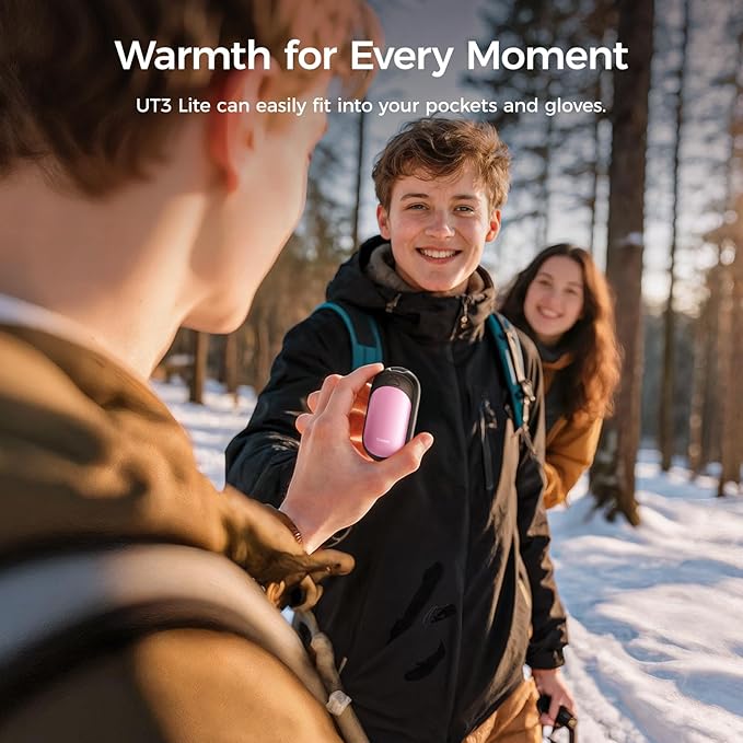 OCOOPA Magnetic Hand Warmers Rechargeable 2 Pack, AI Electric Handwarmers, Fast Heating, 3-Settings, UL Certified, Portable Heater, Gloves Fitting, Travel Essentials, Gifts Women Men, UT3 Lite
