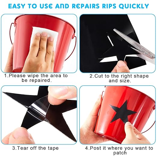 Outus 16 Pieces Waterproof Tent Repair Tape Kit, Repair Tape for Sofa, Tent,seat,Jackets,Umbrella, 8.27" x 11.69" (Black)