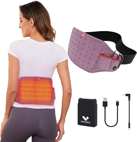 Vofuoti Cordless Heating Pad, Portable Heated Pad with Battery and 3 Heat Settings, Rechargeable Electric Heating Pads for Back, Abdomen, Gifts for Women Men (Purple, 8"x22")
