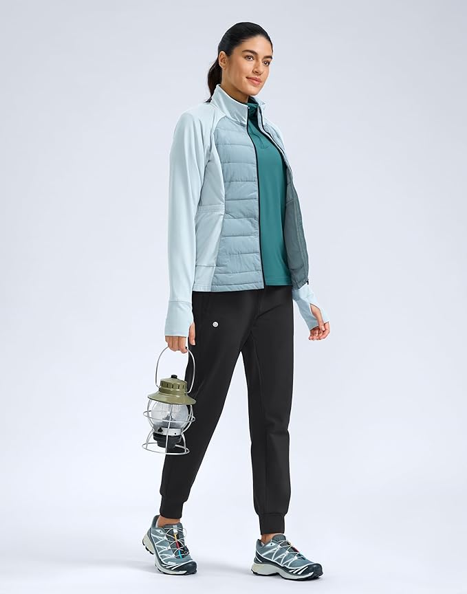 G Gradual Women's Fleece Lined Joggers Water Resistant Hiking Pants High Waisted Winter Thermal Sweatpants 3 Zipper Pockets