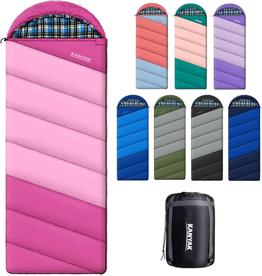 Cotton Flannel Liner Sleeping Bag for Adults Teens Kids, Cold Weather & Warm, 3-4 Seasons, Lightweight Compact Camping Essentials Equipment, Hiking, Outdoor, Travel