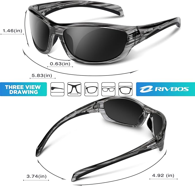 RIVBOS Polarized Sunglasses UV400 Protection for Men's and Women's Fishing, Cycling, and Outdoor Activities RB832