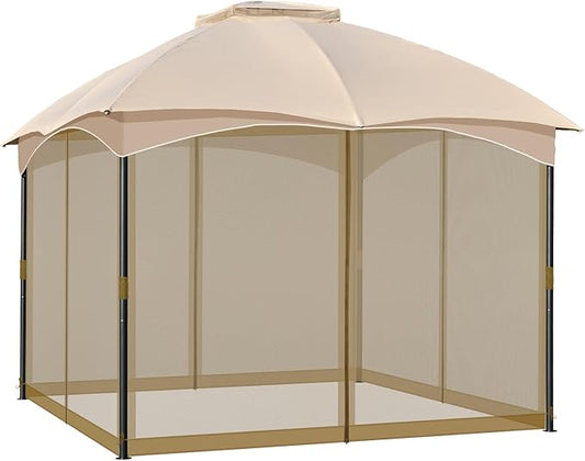 COWVIE Gazebo Replacement Netting Screen, 10' x 10' Universal Gazebo 4-Panel Mosquito Sidewalls with Double Zippers for Outdoor Patio (Only Netting)