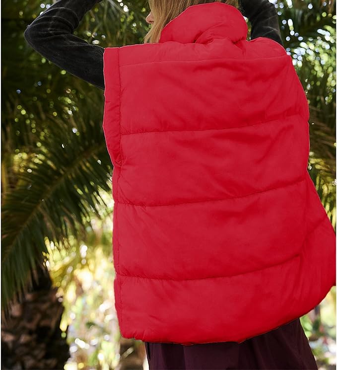 Ainangua Women's Puffer Vest Stand Collar Zipper Sleeveless Jackets Winter Lightweight Vests Warm Padded Jacket Coat