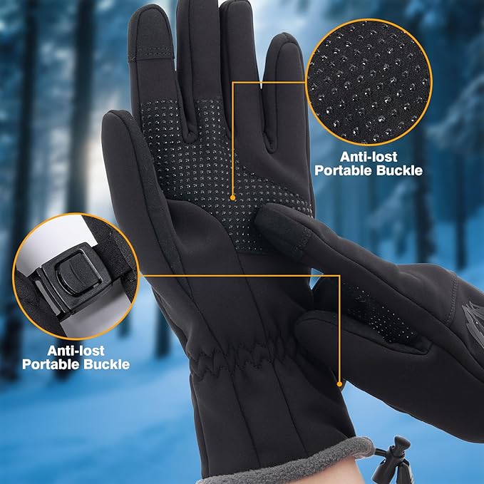 Moon Kitty Women’s Winter Waterproof Running Gloves Windproof Thermal with Touchscreen Fingers Cold Weather Gloves for Women