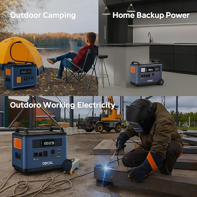 OSCAL PowerMax 6000 Solar Generator, 3600Wh/3000W Portable Power Station with 4x200W Solar Panels, 4 AC Outlets (6000W Peak), 1.2H Fast Charging, App Control for Home, Camping & RVs