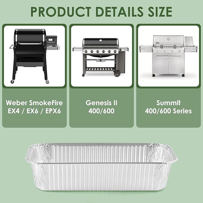 30 Pack 6417 6498 Grease Drip Cup Liners Compatible for Weber SmokeFire EX4 / EX6 / EPX6, Genesis II 400/600, Summit 400/600 Series, Disposable Aluminum Grill Drip Pan Liner for BBQ,Grilling,Oven