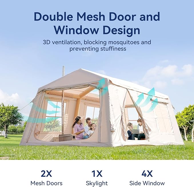 Inflatable Blow Up Tents for Camping,Waterproof Oxford Hot Tent with Manual Pump,Spacious Easy Setup Inflatable Camping Air Tent for Family Glamping