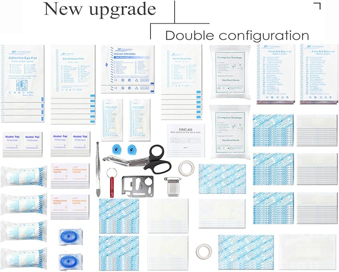 Compact First Aid Kit (228pcs) Designed for Family Emergency Care. Waterproof EVA Case and Bag is Ideal for The Car, Home, Boat, School, Camping, Hiking, Office, Sports. Protect Your Loved Ones. Red