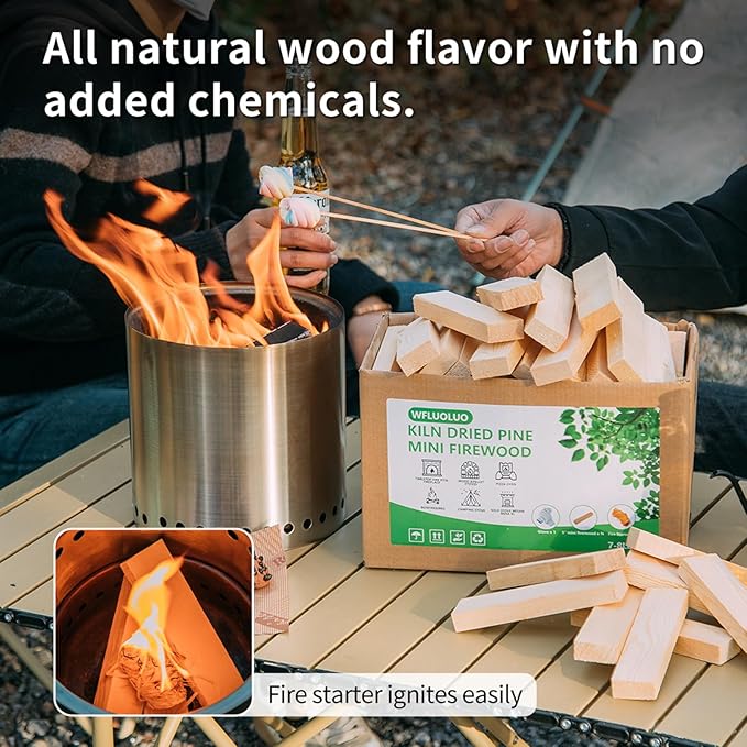 Mini Firewood with 8PCS Fire Starters 5'' Lengths Pine Kiln Dried Fire Sticks Wood Fire Pit Accessories Prefect for Solo Stove Mesa XL, Tabletop Fire Pit, Solo Stove Mesa Sticks Wood