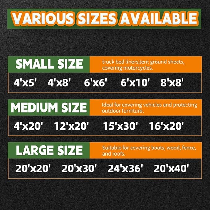 RAINDEWAY 24x36 Feet Super Heavy Duty 18 Mil Brown Poly Tarp Cover, UV Resistant, Weatherproof, Multipurpose Waterproof Poly Tarp with Grommets and Reinforced Edges