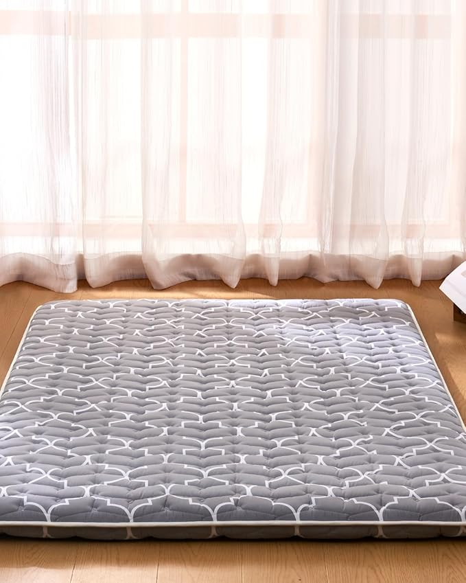 6th Generation Japanese Floor Futon Mattress - Extra-Thick 9-Layer Modern Futon with 100% High-Density Foam, Portable Floor Mattress Sleeping Pad for Adults, Guest Room, Dormitory, Queen Size(60"X80")