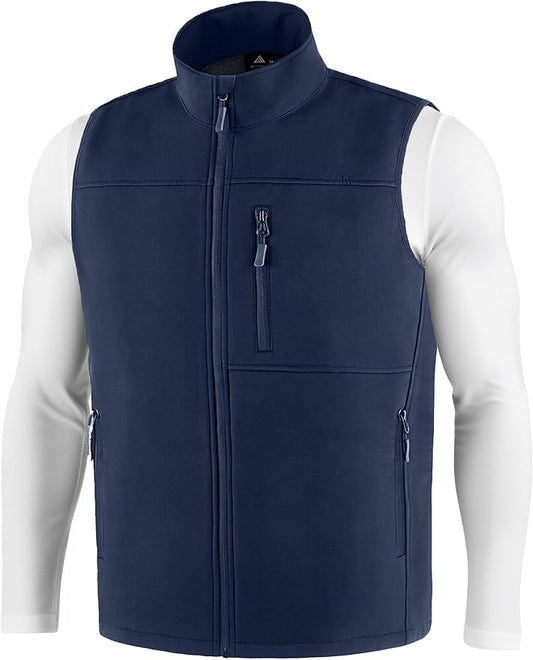 Mens Windproof Golf Vest Outerwear Fleece Lined Softshell Sleeveless Lightweight Jacket