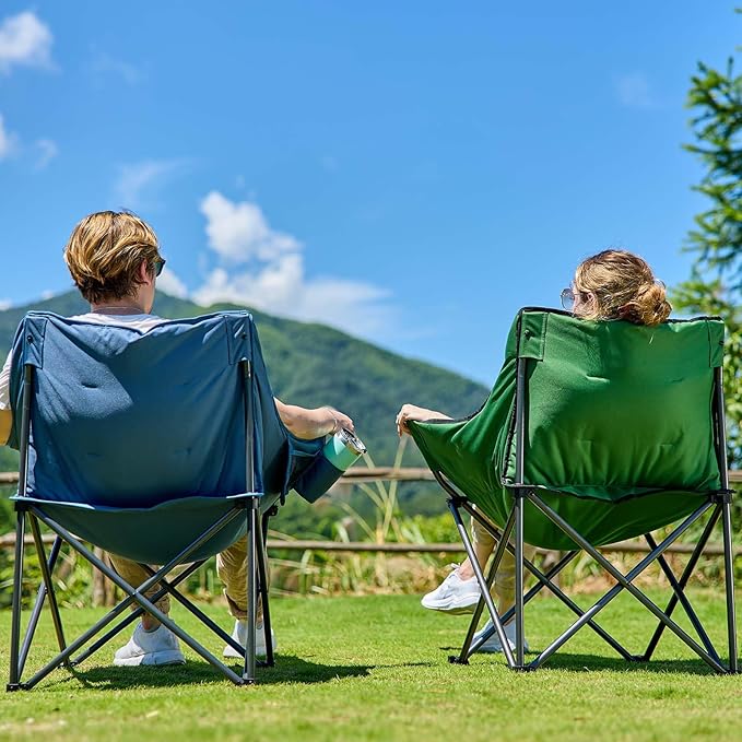PORTAL 32In Extra Wide Camping Chair for Adults, Oversized Folding Chair with Cup Holder & Carry Bag, Heavy-Duty Outdoor Chair Supports 350 lbs, Portable for Camping, Lawn, Patio