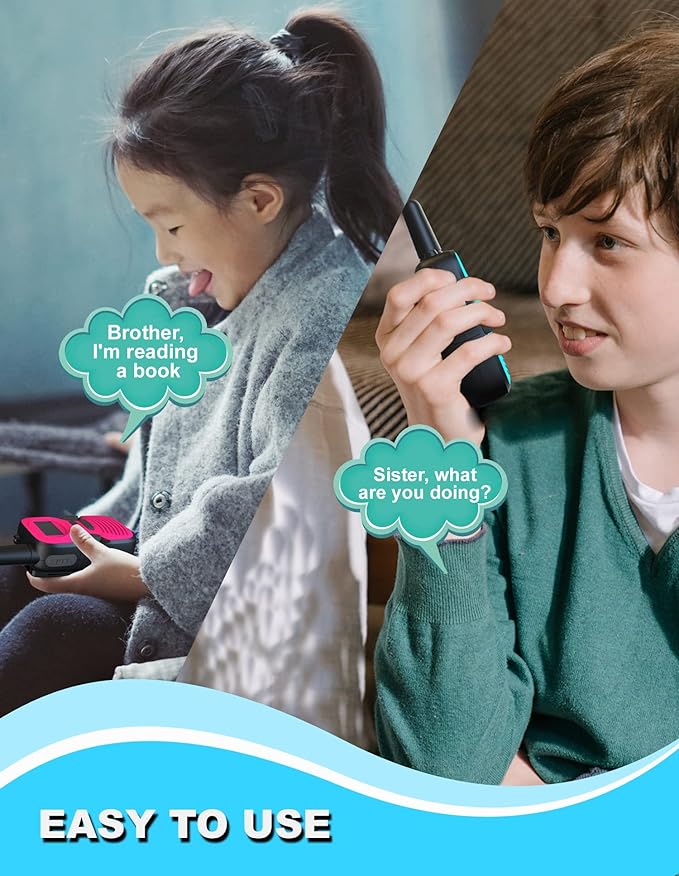 Walkie Talkies for Kids Rechargeable 2 Pack: Walkie-Talkies for Kid - Walky Talky for Kids - Long Range Outdoor, Hiking, Camping Toys for 3-12 Year Old Girls Boys Gifts Christmas Games