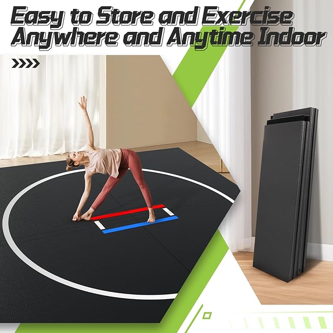 GYMMALL Wrestling Mat 10'x10'/6.6'x10' for Home Outdoor Indoor, 1.2" Thick Foldable XPE Jiu Jitsu Floor Exercise Mat for Gymnastics, PE Training, BJJ, MMA, Martial Art, Grappling, Judo, Boxing, Yoga