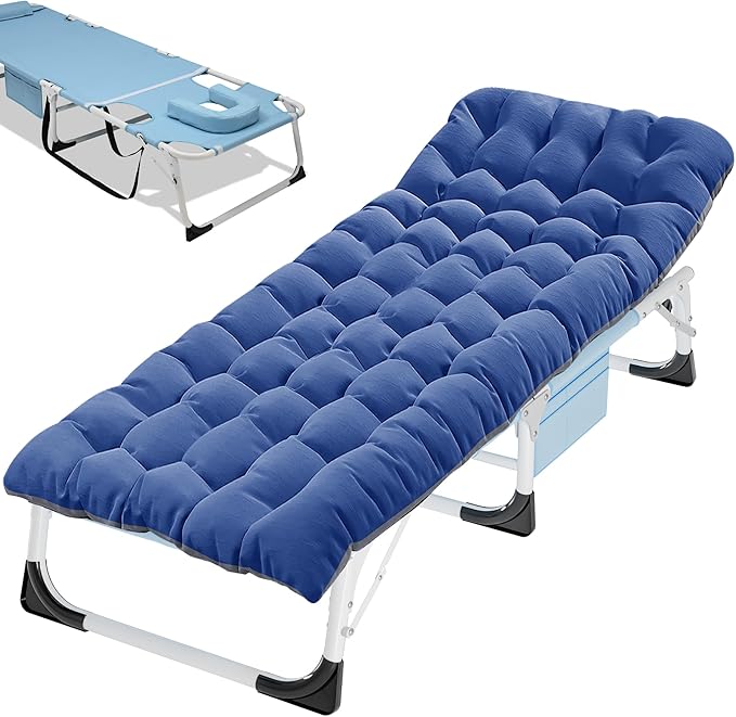 ABORON Folding Camping Cot for Adults, Double Layer 1200D, 500lb Capacity, Heavy Duty Guest Cot with Mat & Carrying Bag for Indoor & Outdoor Use