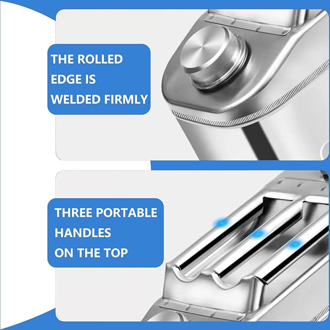 2.5 Gallon Metal Water Can 304 Stainless Steel Water Container with Flexible Spout/Nozzle System Pressure Relief Valve Safety Configuration for ATV UTV SUV MPV and Off Road Camping （10 Litre）