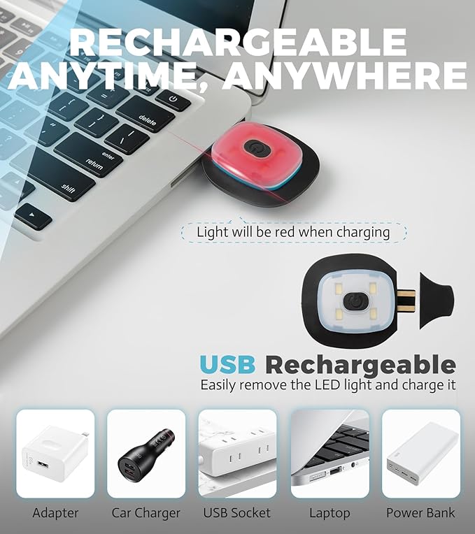 Unisex LED Beanie with Light, Rechargeable Headlamp Hat, Stocking Stuffers Christmas Gifts for Men, Warm Knitted Cap White Elephant Gifts for Dad Adults Teens Men Women Him