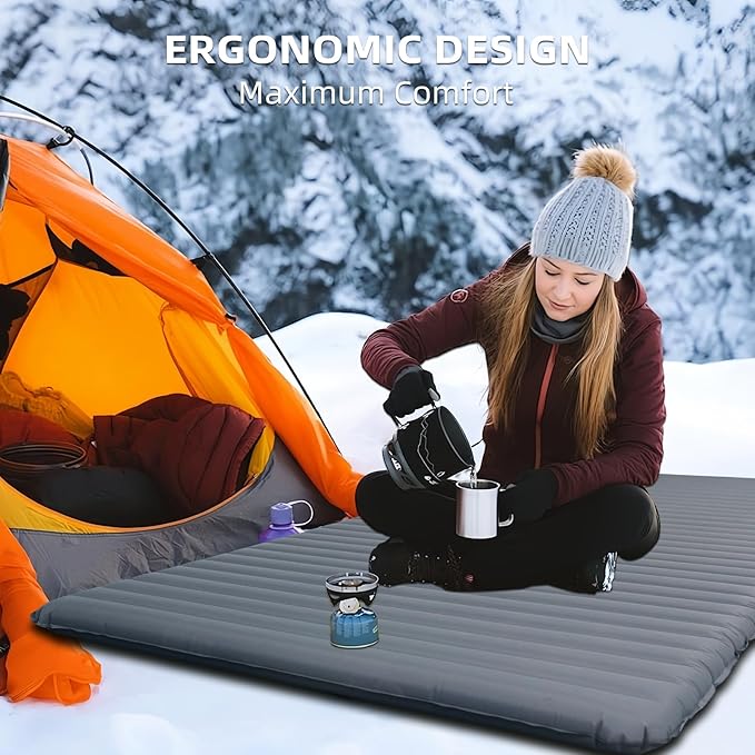 Inflatable Sleeping Pad for Camping, 2 Person Ultralight Double Sleeping Pad with R-Value 7.7, Waterproof & Durable 40D Nylon Camping Mat for Backpacking & Cold Weather, 78"x47.2", 3.62" Thickness