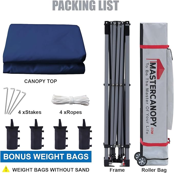 MASTERCANOPY Heavy Duty Pop-up Canopy Tent with Sidewalls (10x10,Navy Blue)