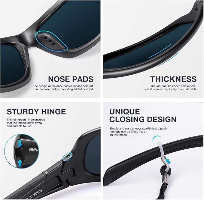 RIVBOS Polarized Sunglasses UV400 Protection for Men's and Women's Fishing, Cycling, and Outdoor Activities RB832
