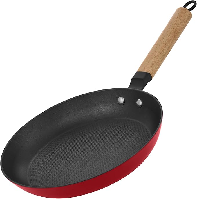 YUTANN 12" Pre-seasoned Cast Iron Skillet,Enameled Non-stick Frying Pan with Detachable Wooden Handle,Lightweight,Non-toxic,Dishwasher Oven Safe (500°F)