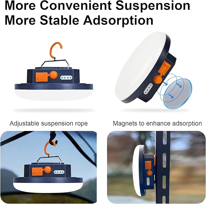 2025 Red Light Insect-Proof Camping Lamp10000mAh Rechargeable 3000LM Tent Camping Light, 6500K 24Hours Long Play Time , Outdoor Night Market Night Fishing Lantern (Remote)