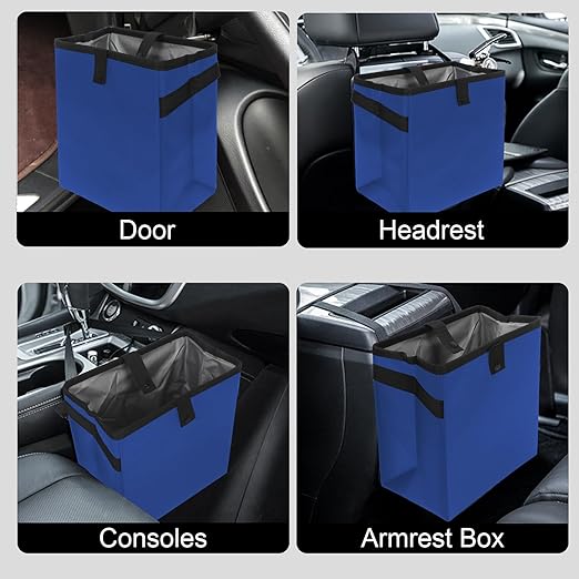 Homelove Car Trash Can, Leak-Proof Waterproof Trash Bin Collapsible Portable Auto Garbage Bag Large Capacity Trashcan Storage Bag Multipurpose Car Organizer Hanging (Blue)