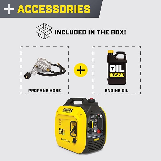 Champion Power Equipment 2500-Watt Dual Fuel Portable Inverter Generator with Quiet Technology and CO Shield