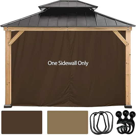 CoastShade Gazebo Pergola Canopy Panel Sidewalls Replacement 10ft Gazebo Pergola Privacy Panels Sidewall for Gazebos with 12Curtain Rings &12Rail Hooks, Brown