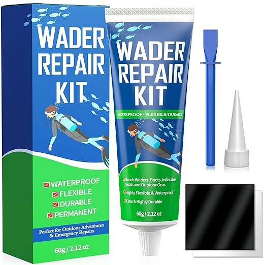 Wader Repair Glue 2.1 oz – Flexible, Waterproof Wader Patch Kit for Fixing Rips, Tears & Holes in Boots, Waders, Wetsuits, PVC Inflatables & Outdoor Gear