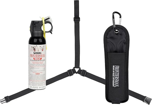 SABRE Frontiersman MAX Bear Spray – 40 ft Range, Maximum Strength, The Only EPA-Registered Spray for Bears & Mountain Lions, 7.9 oz, Glow Safety Clip, Outdoor Hiking & Camping Protection
