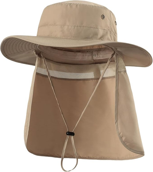 Home Prefer UPF50 Mens Sun Hat with Neck Flap Quick Dry UV Protection Cap Womens Wide Brim Fishing Hat Neck Flap Beach Garden