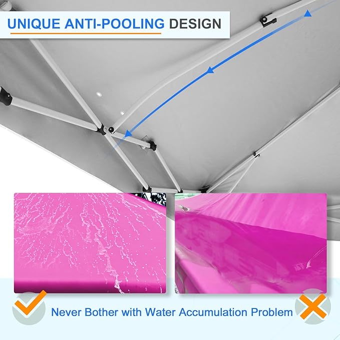 EAGLE PEAK Pop Up Canopy Tent with 1 Sidewall, Easy Setup Event Tent, Outdoor Sun Shade, Wheeled Carry Bag, Stakes and Guy Ropes, Instant Canopy 12x12, Pink