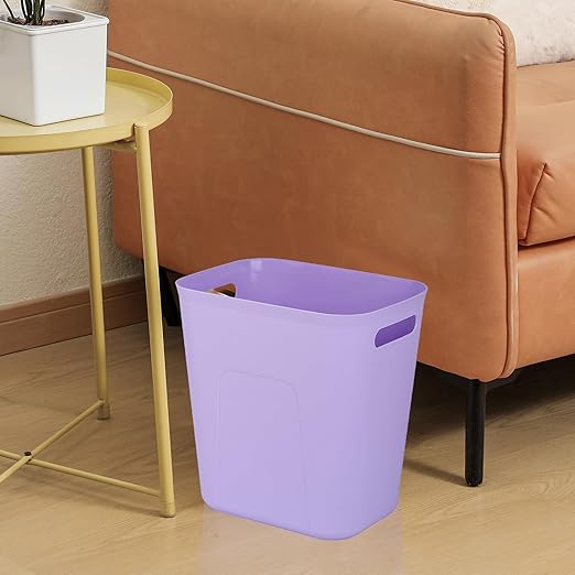 UUJOLY Plastic Small Trash Can Wastebasket, Garbage Container Basket for Bathrooms, Laundry Room, Kitchens, Offices, Kids Rooms, Dorms, 3.5 Gallon, Purple