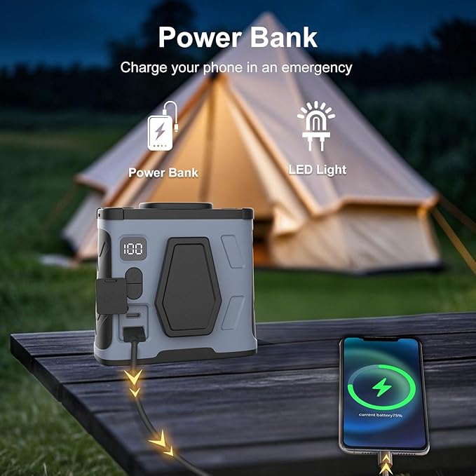 Portable Waist Fan,10000mAh Waist Fan Clip On with 100 Levels Speeds,16000RPM Strong Airflow, LED Display, Neck Hands-Free 40H Cooling For Outdoor Camping Travel (Gray)