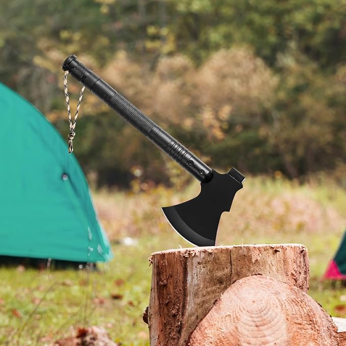 VEVOR Survival Shovel Survival Axe -16-in-1 Camping Folding Shovels with Hatchet - Stainless Steel Tactical Shovel Hatchet Combo - Multifunctional Emergency Survival Gear Equipment for Camping Hiking