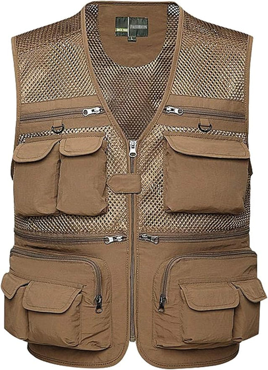 Lentta Men's Fishing Vest Summer Outdoor Lightweight Work Photo Vest 16 Pockets